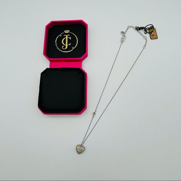 NWT JUICY COUTURE N-PAVE HEART WISH NECKLACE SILVER YJRU3434 - Picture 4 of 5